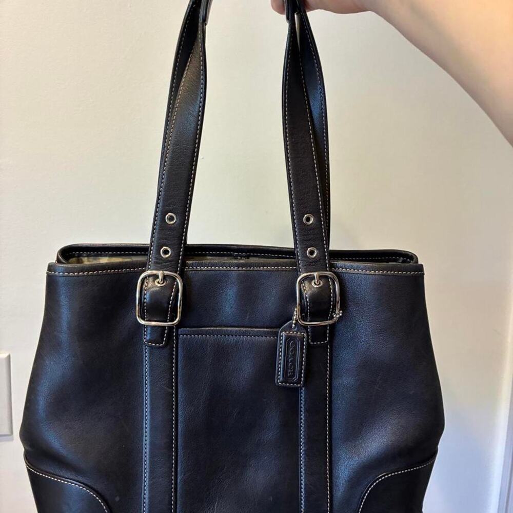 Coach black leather handbag